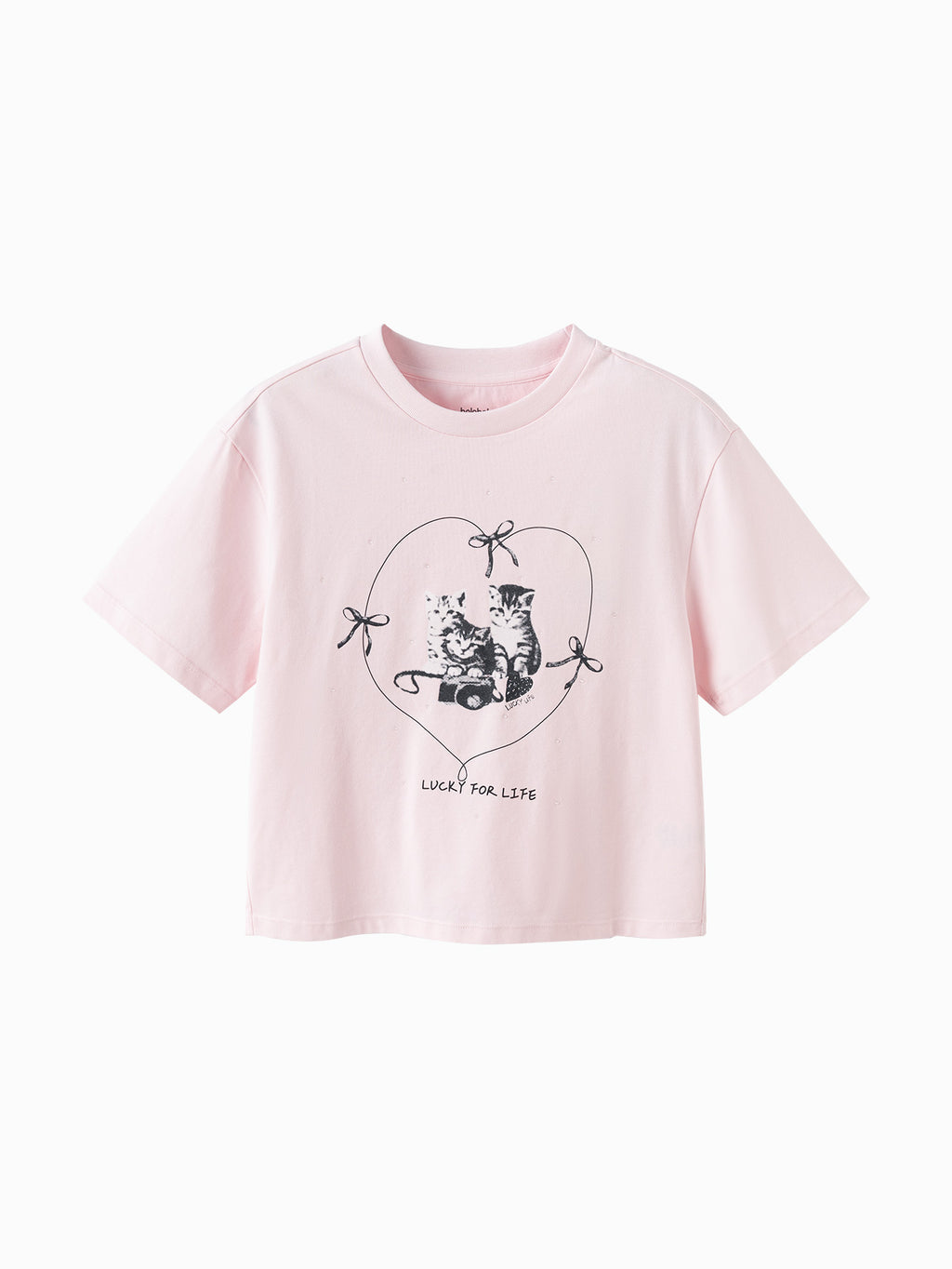 Balabala Girls Puppy Graphic T-Shirt Pink,White