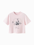 Balabala Girls Puppy Graphic T-Shirt Pink,White
