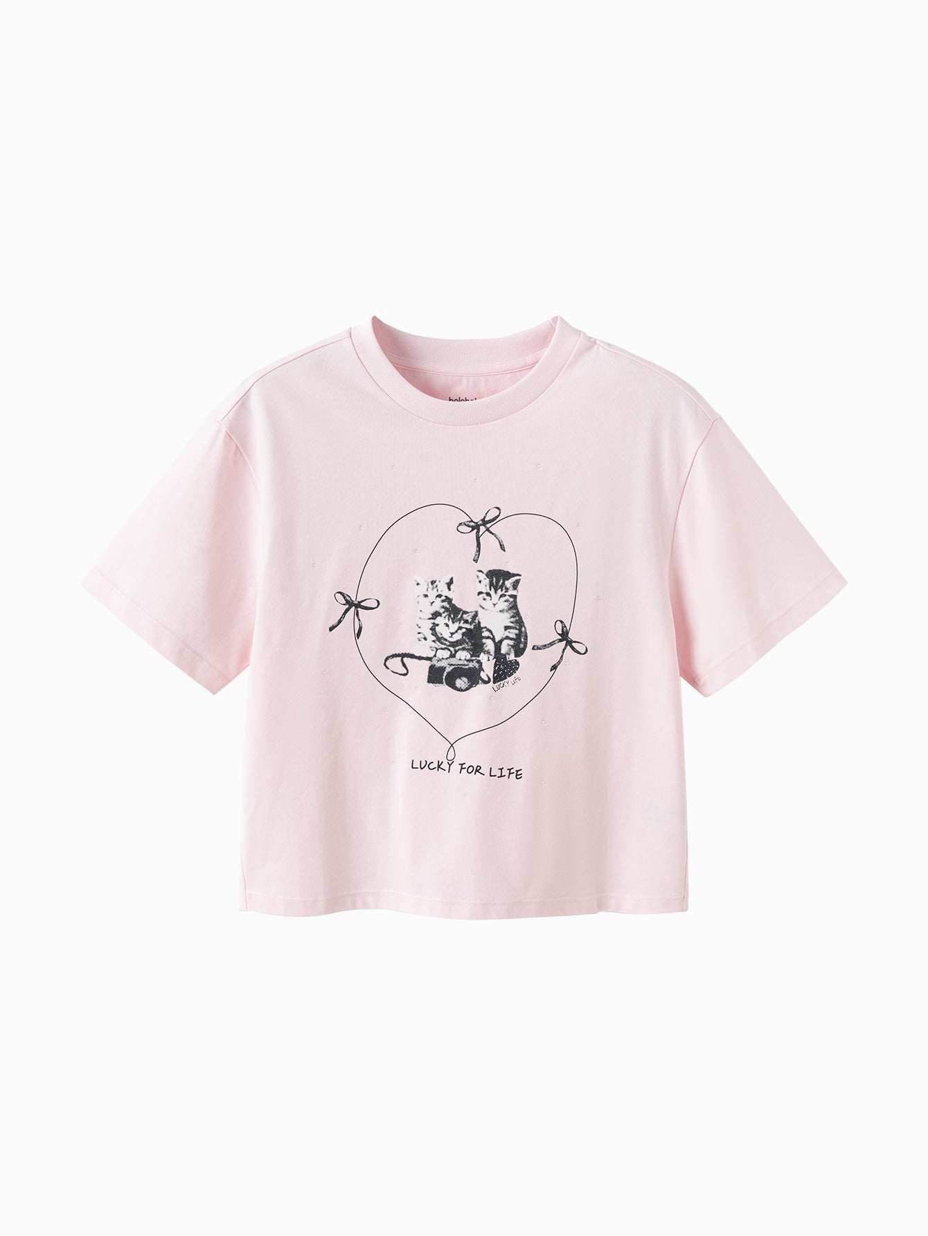 Balabala Girls Puppy Graphic T-Shirt Pink,White