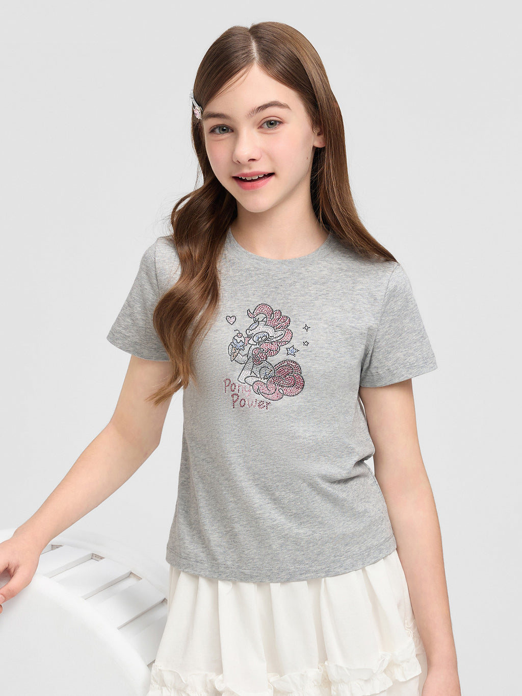 Balabala Girls Pony T-Shirt Gray