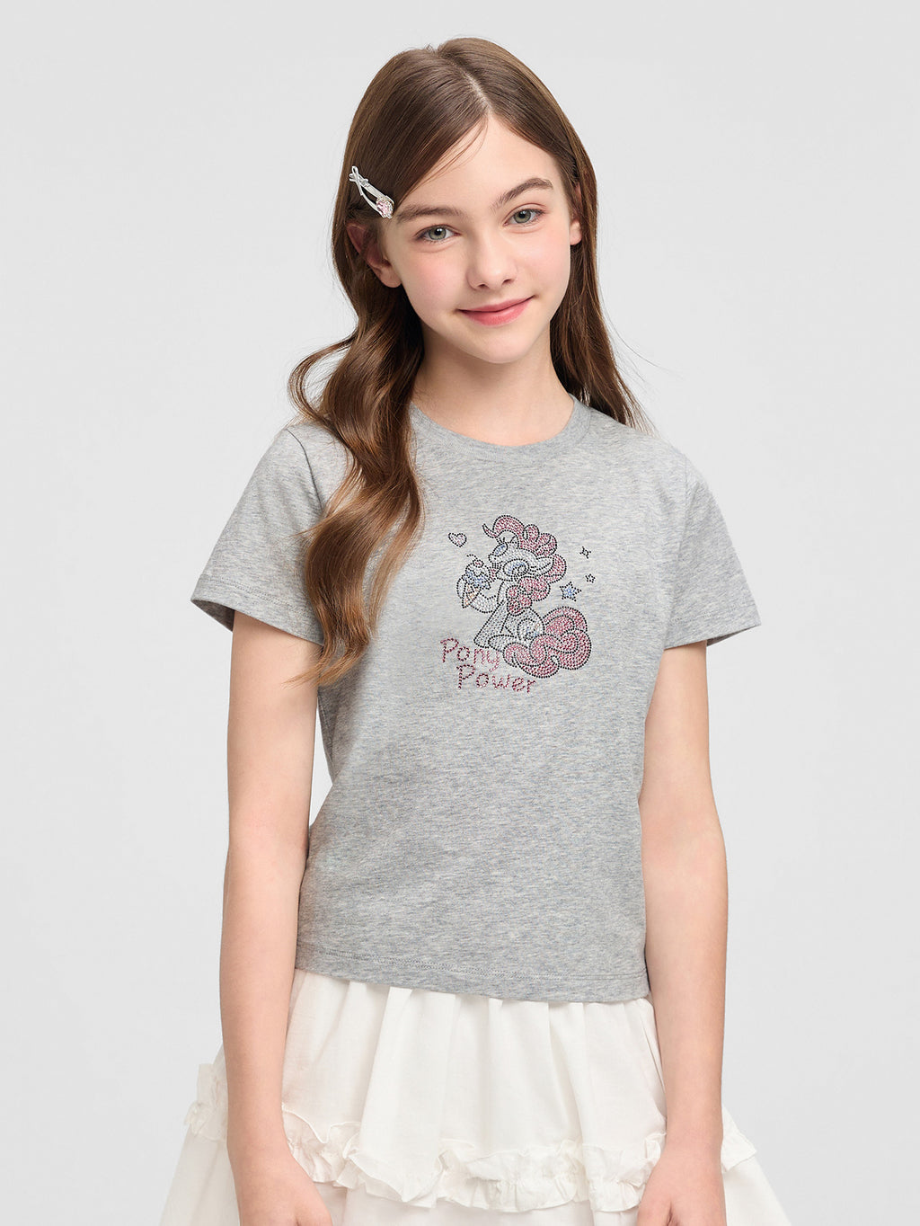 Balabala Girls Pony T-Shirt Gray