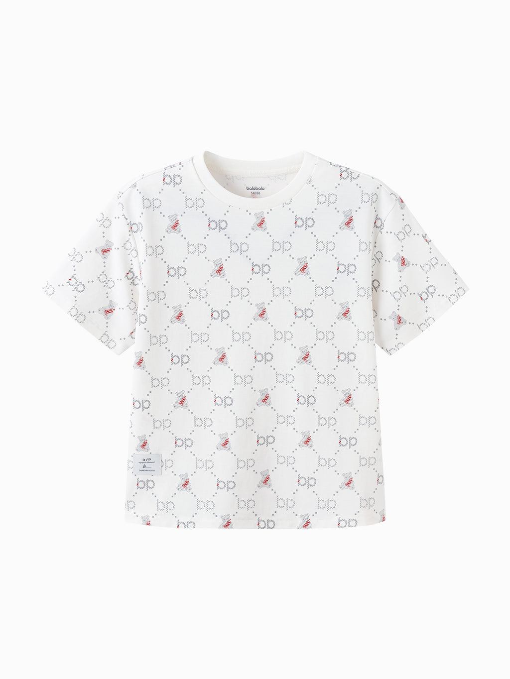 Balabala Boys Print T Shirt White Gray,Gray Blue,Raw White