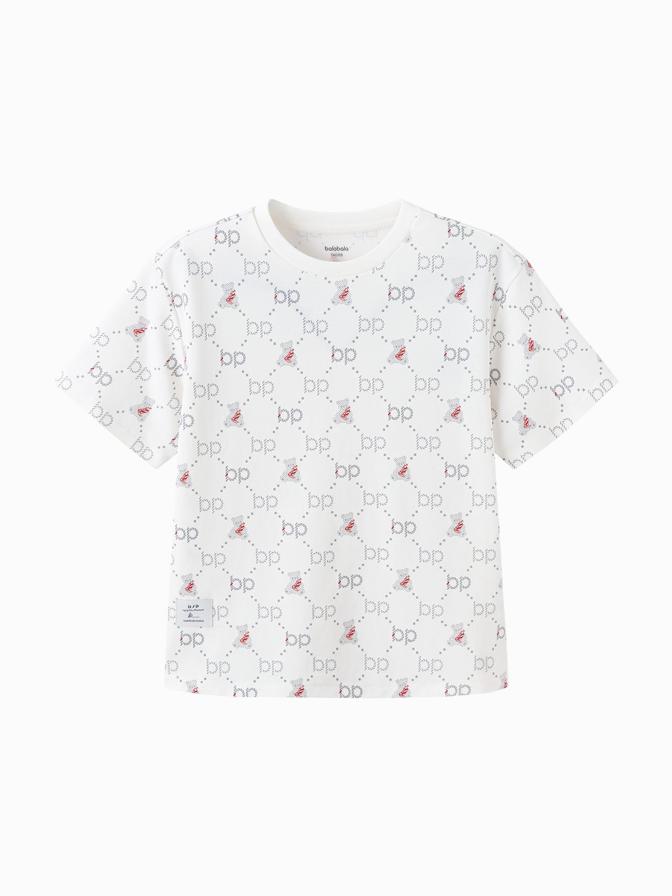 Balabala Boys Print T Shirt White Gray,Gray Blue,Raw White