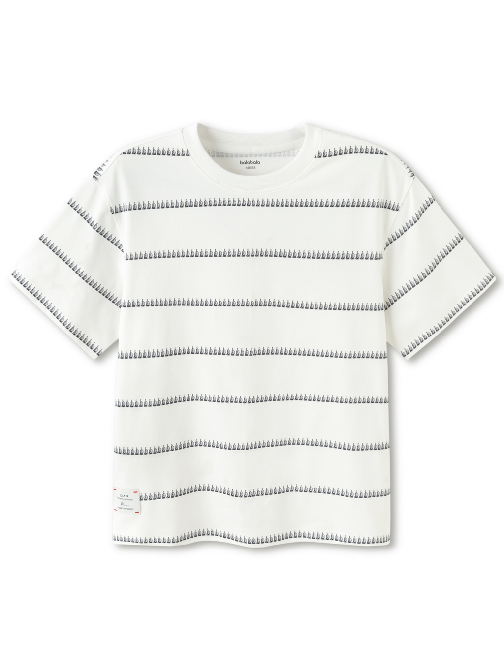 Balabala Boys Stripe T Shirt White Blue,Blue Black