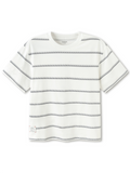 Balabala Boys Stripe T Shirt White Blue,Blue Black