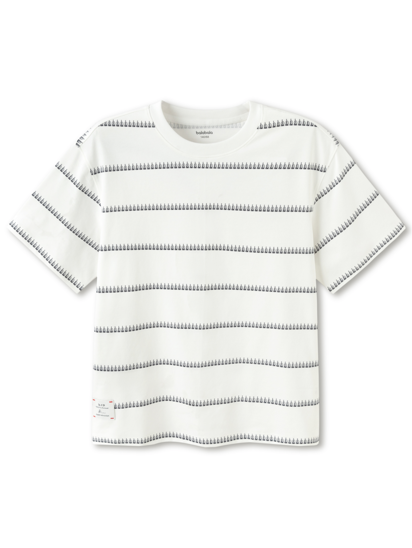 Balabala Boys Stripe T Shirt White Blue,Blue Black