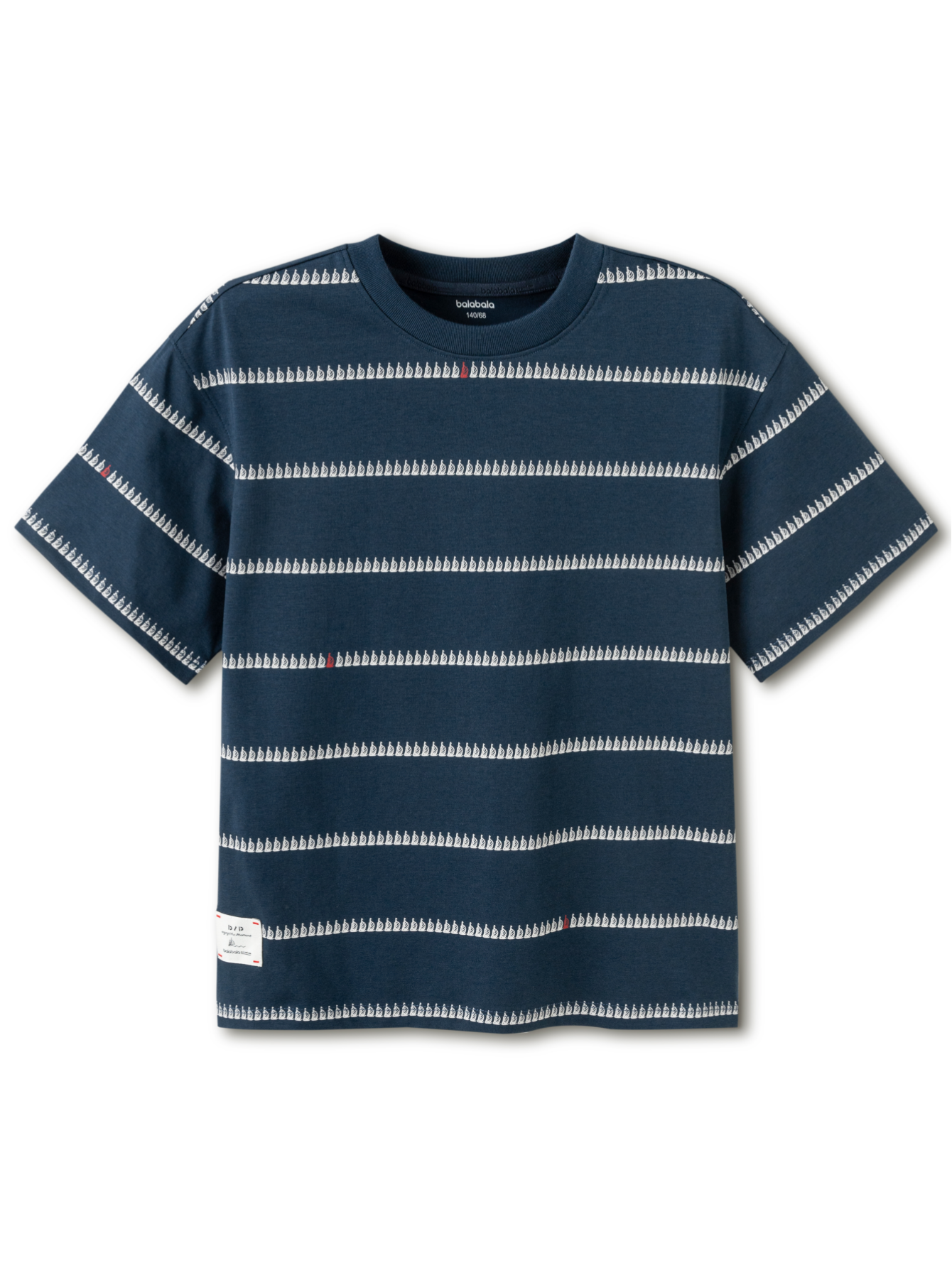 Balabala Boys Stripe T Shirt White Blue,Blue Black