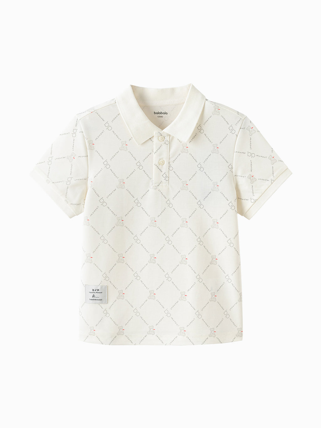 Balabala Boys Basic Polo Shirt White Gray,Raw White