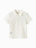 Balabala Boys Basic Polo Shirt White Gray,Raw White