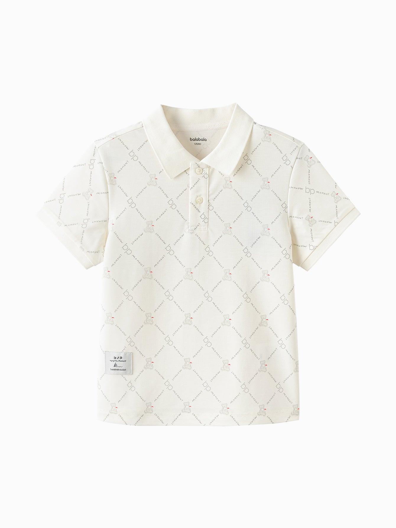 Balabala Boys Basic Polo Shirt White Gray,Raw White