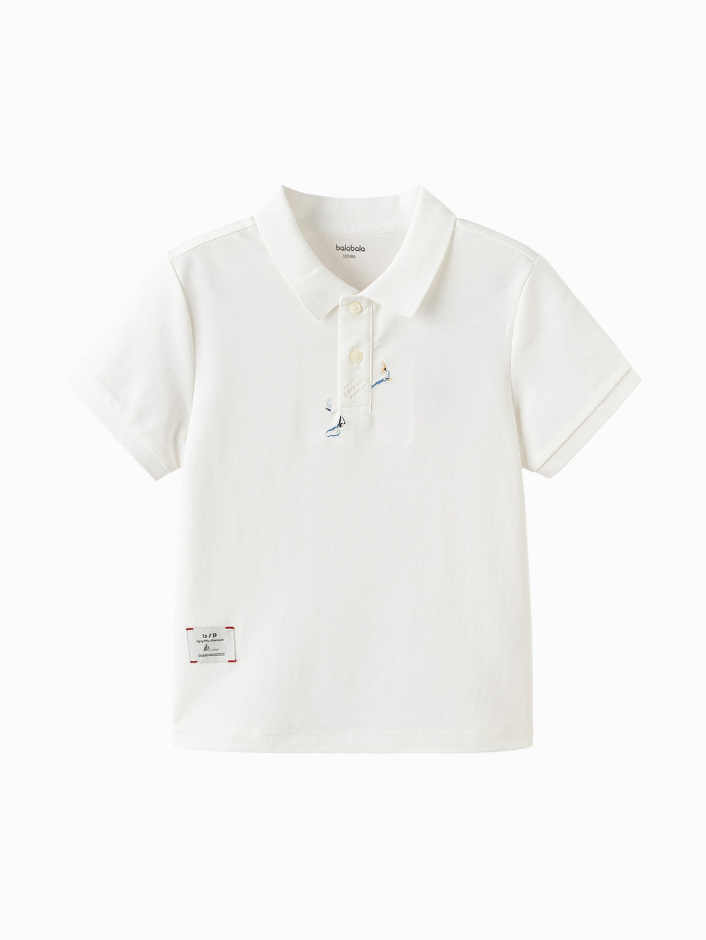 Balabala Boys Basic Polo Shirt White Gray,Raw White