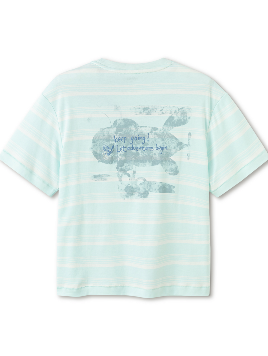 Balabala Boys Striped Pocket T-Shirt Mint Green,Raw White