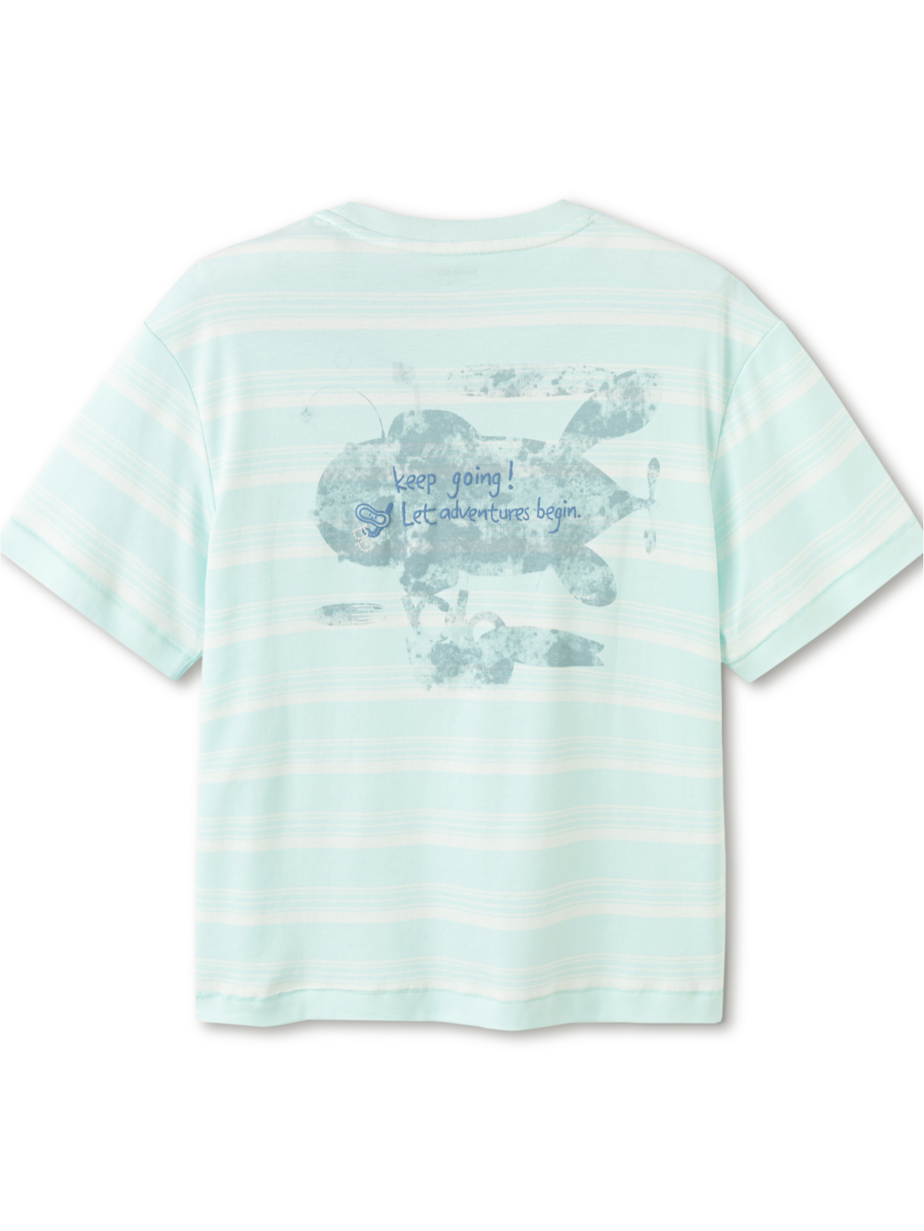 Balabala Boys Striped Pocket T-Shirt Mint Green,Raw White