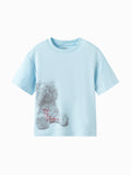 Balabala Boys Washed Graphic T Shirt Ice blue