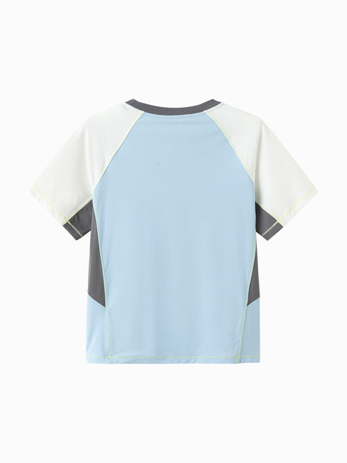 Balabala Boys Color Block Raglan T Shirt Blue,Raw White