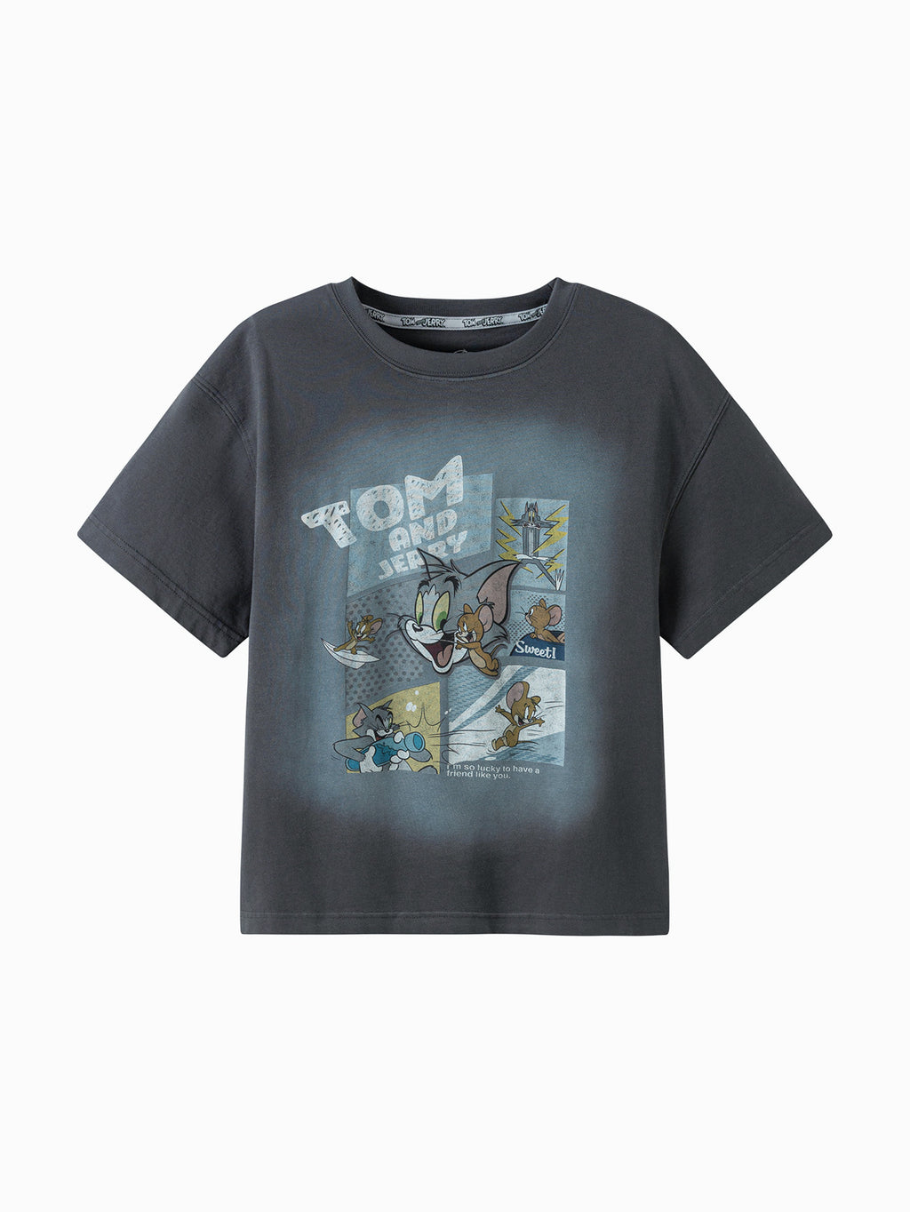 Balabala Boys Tom and Jerry Graphic T Shirt Gray,Coffee,Blue