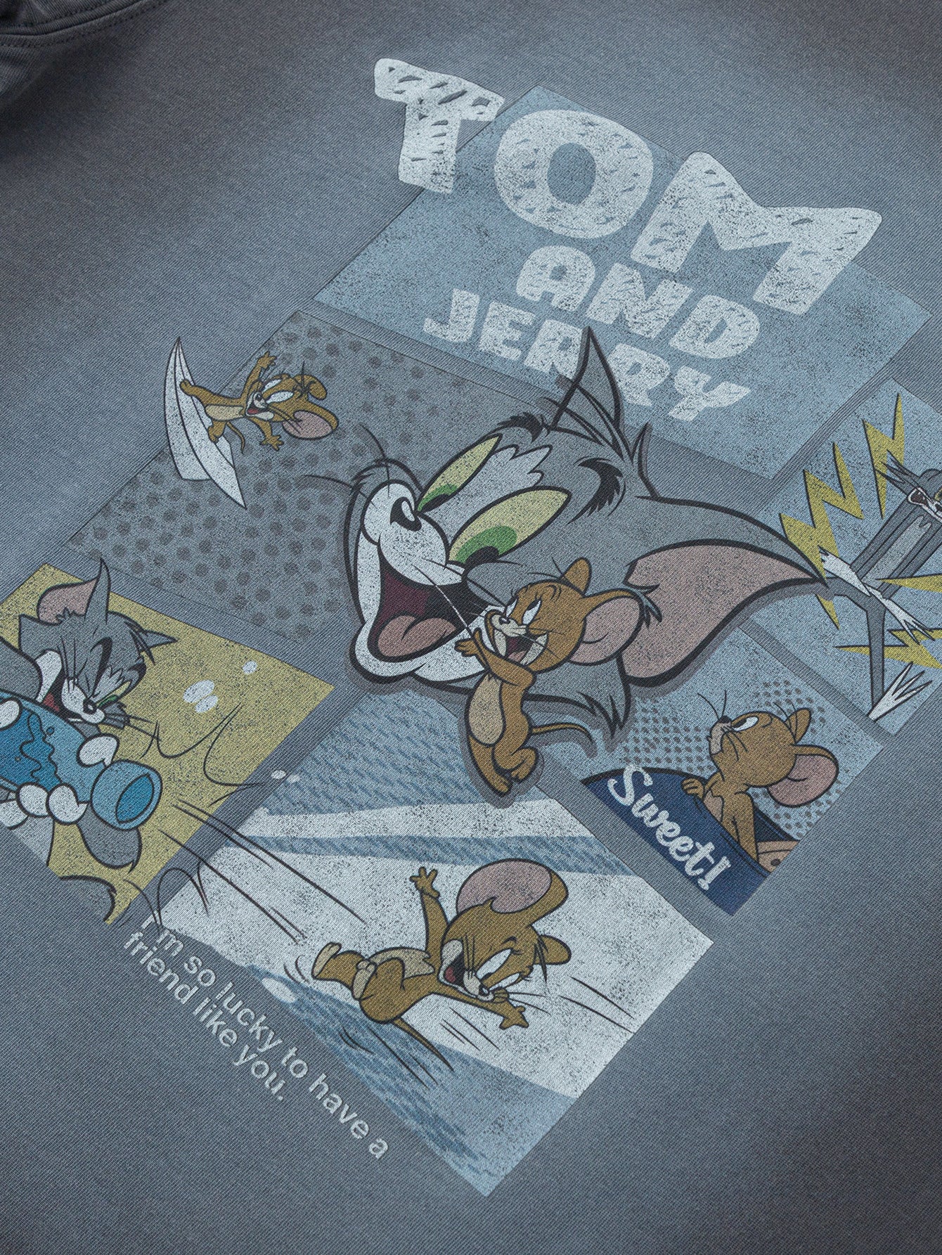 Balabala Boys Tom and Jerry Graphic T Shirt Gray,Coffee,Blue