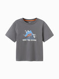 Balabala Boys Print T-Shirt White Gray,White