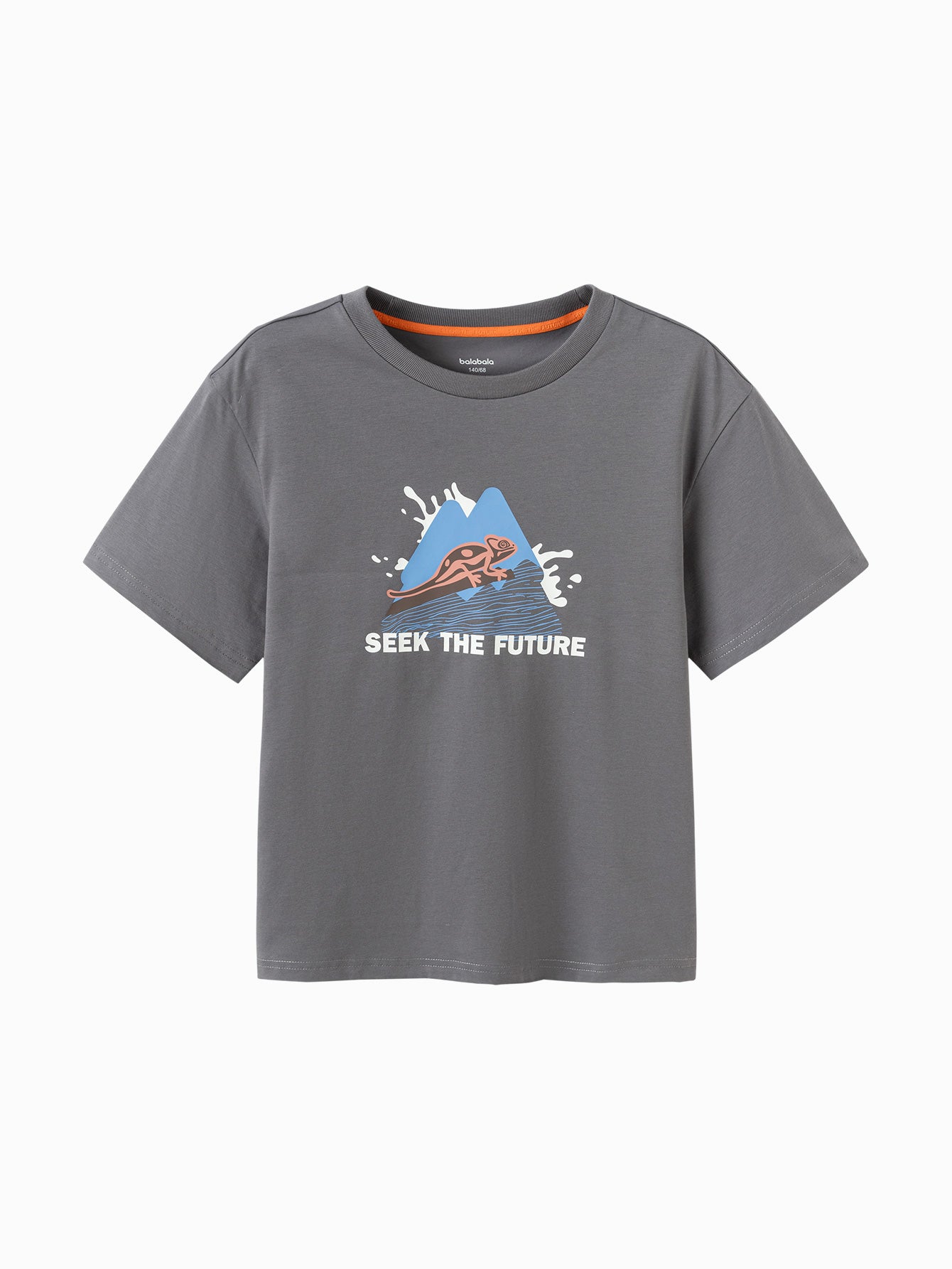Balabala Boys Print T-Shirt White Gray,White