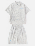 Balabala Boys Crinkle Shirt and Shorts Set Gray