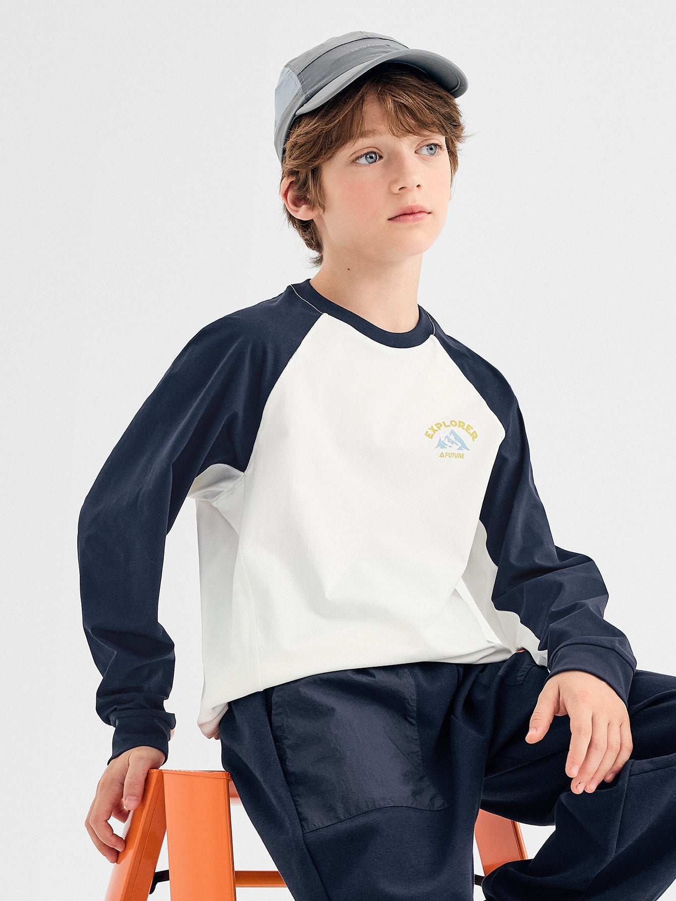 Balabala Boys Long Sleeve T-Shirt Navy, Light Blue