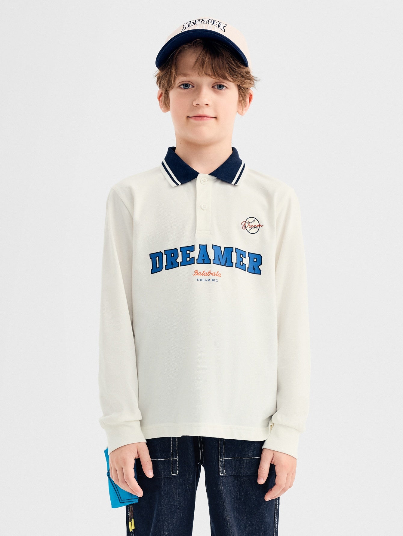 Balabala Long Sleeve T-Shirt Grey And Navy Blue Stripes