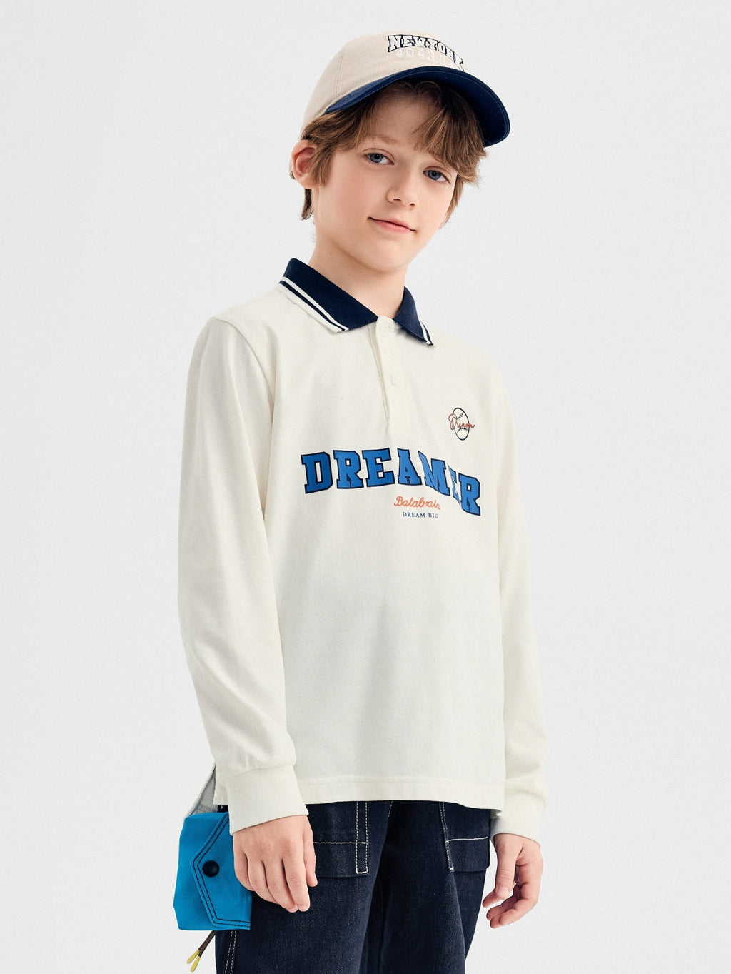 Balabala Long Sleeve T-Shirt Grey And Navy Blue Stripes