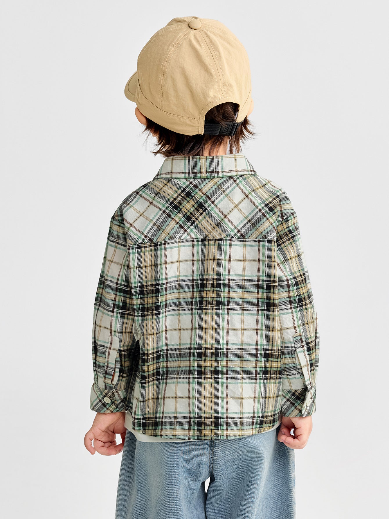 Balabala Long Sleeve Shirt White, Blue, Black, Grey Plaid; Whi...