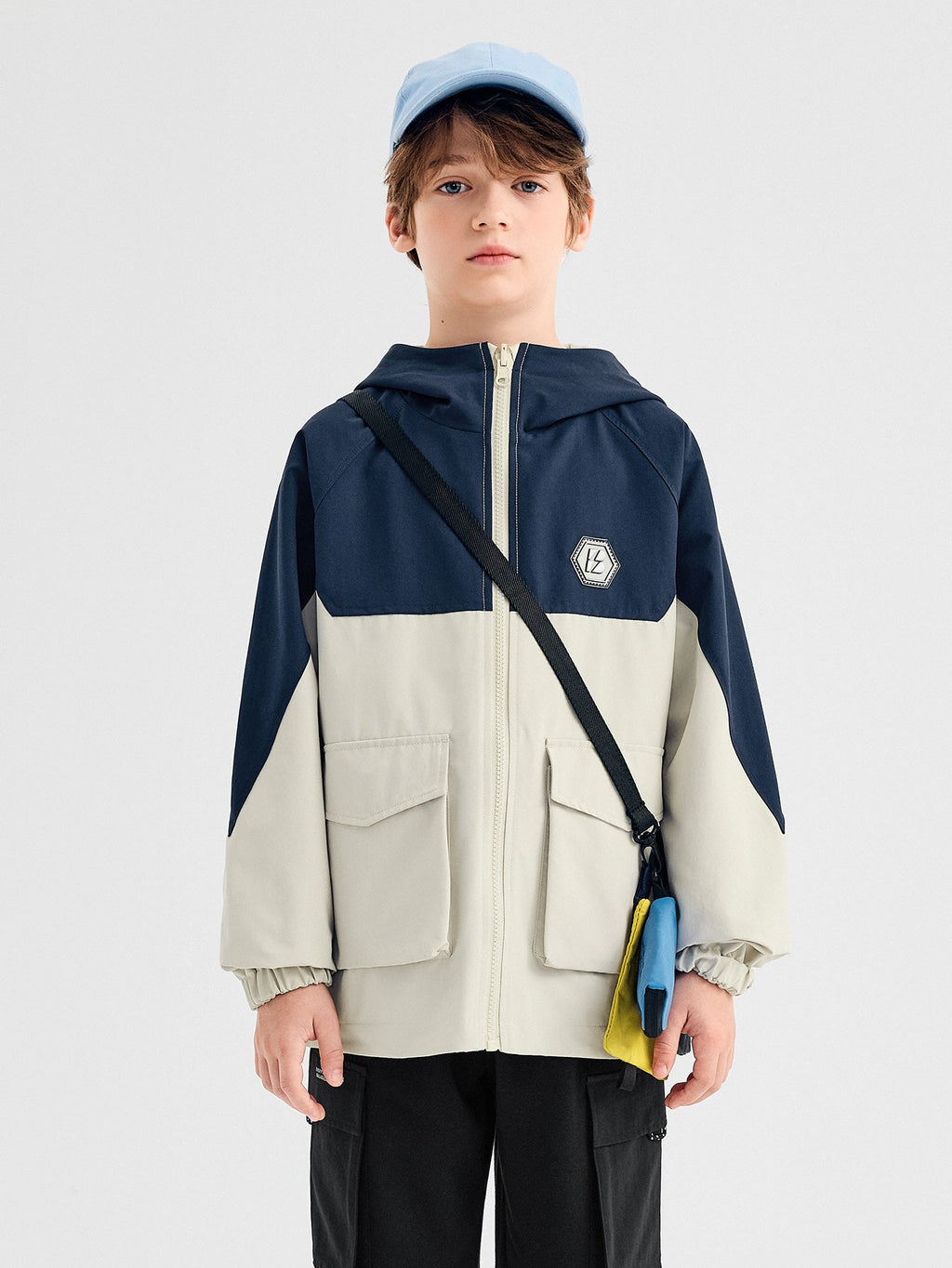 Balabala Coat Navy Blue And Beige