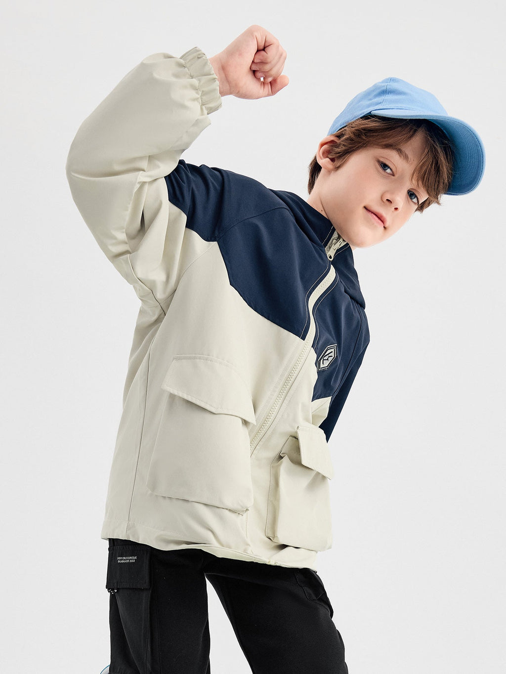 Balabala Coat Navy Blue And Beige