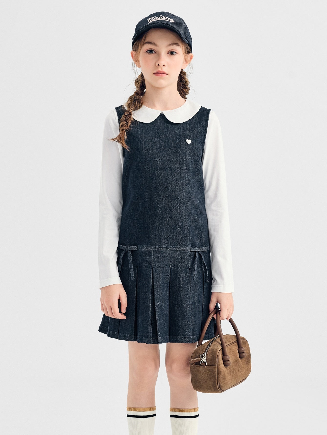Balabala Dress Denim And White Cotton