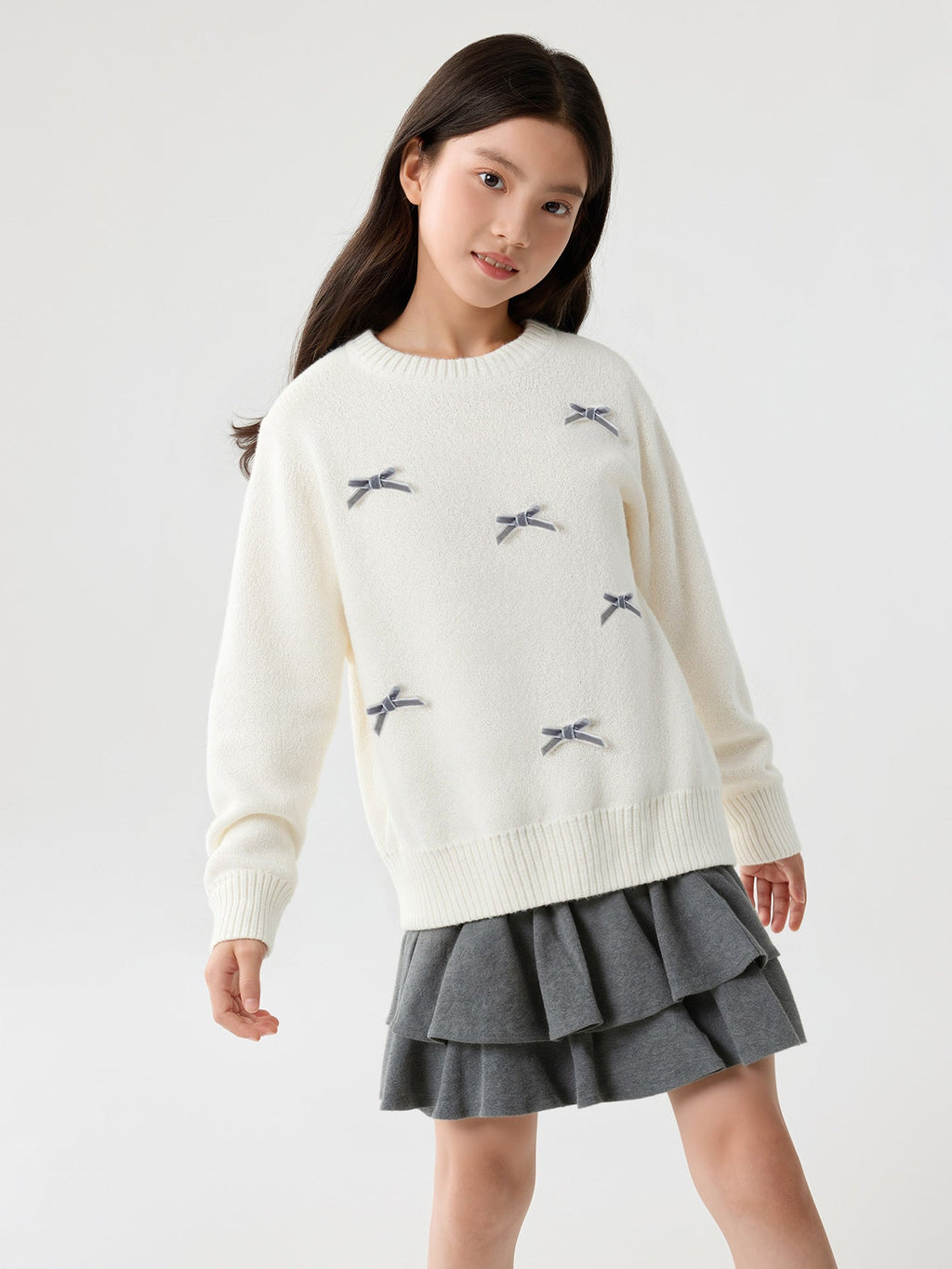 Balabala Suit Off-White And Charcoal Gray