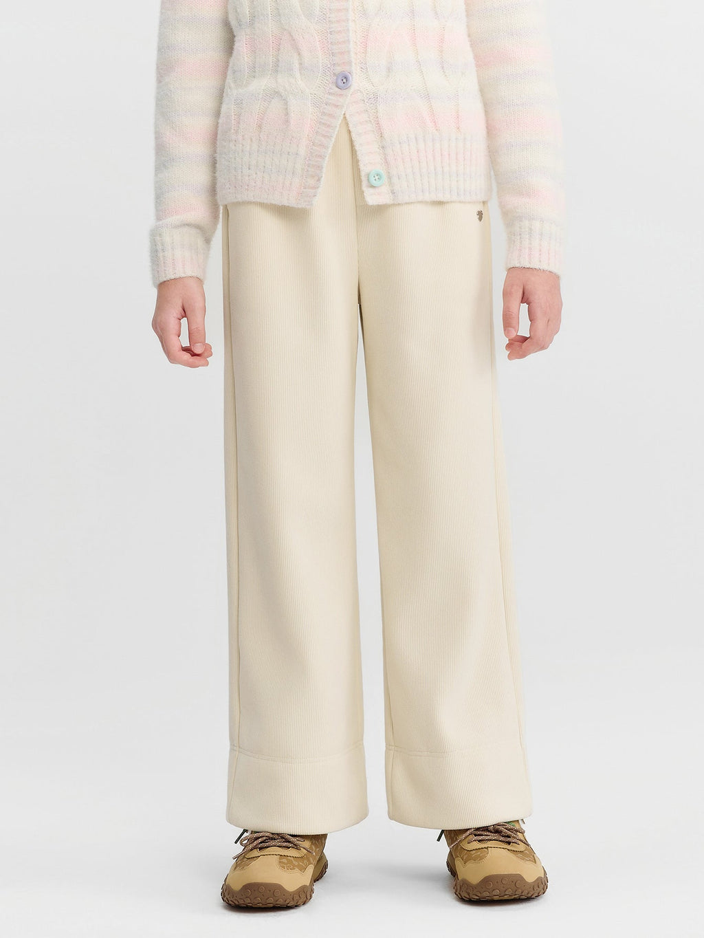 Balabala Pants Brown Plaid, Cream Corduroy