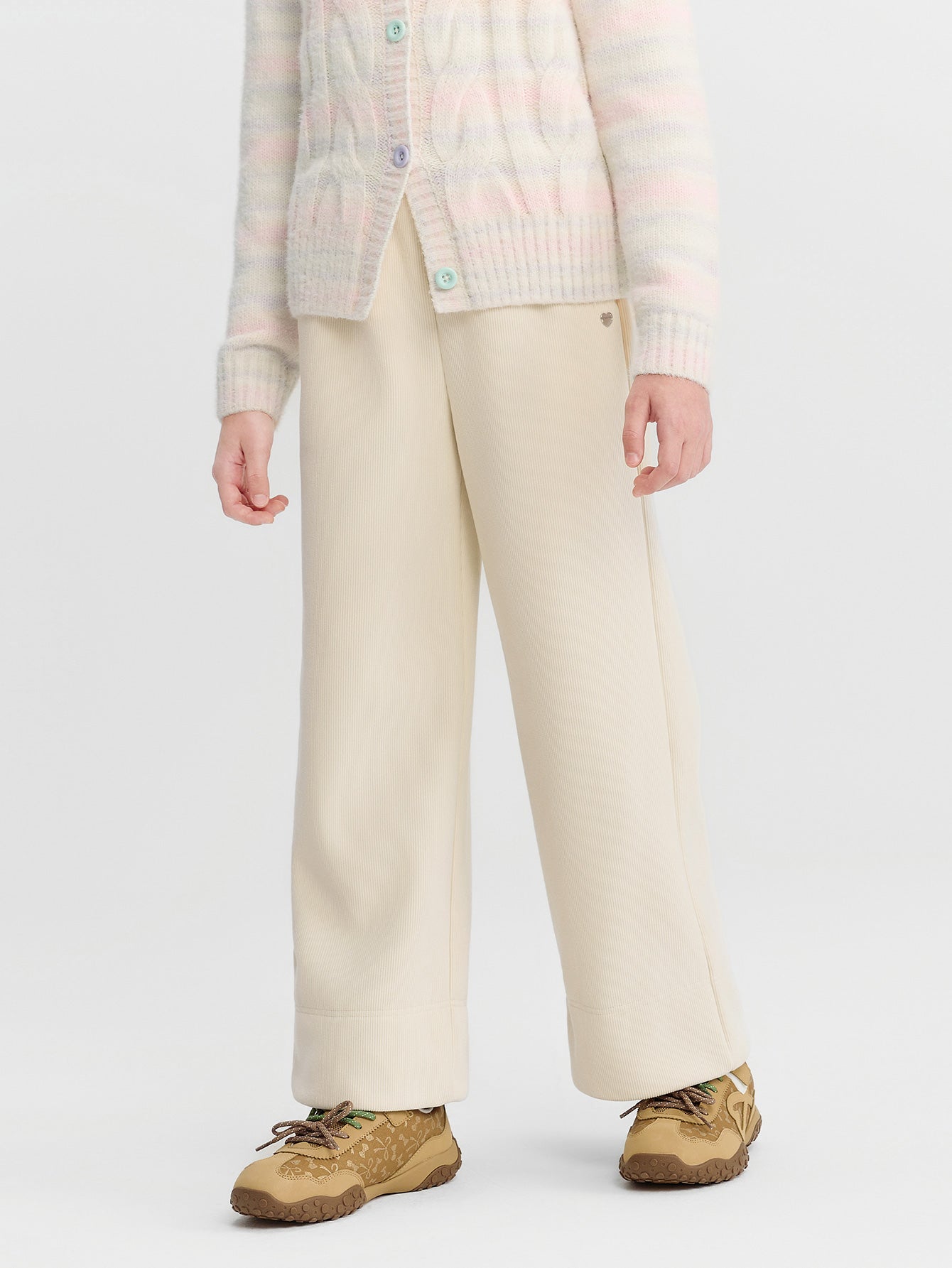 Balabala Pants Brown Plaid, Cream Corduroy