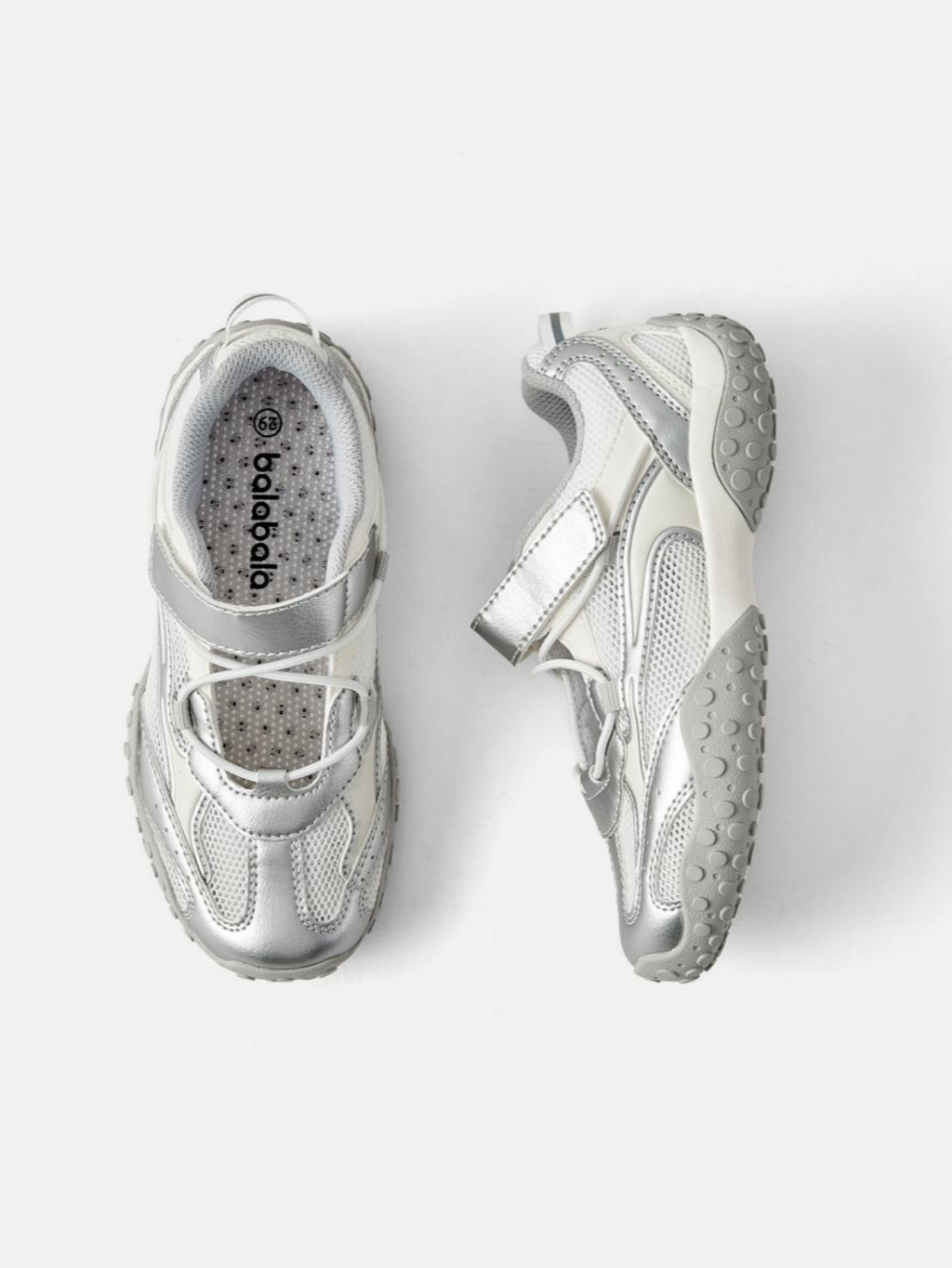 Balabala Girls Metallic Mary Jane Sneakers Ash Silver