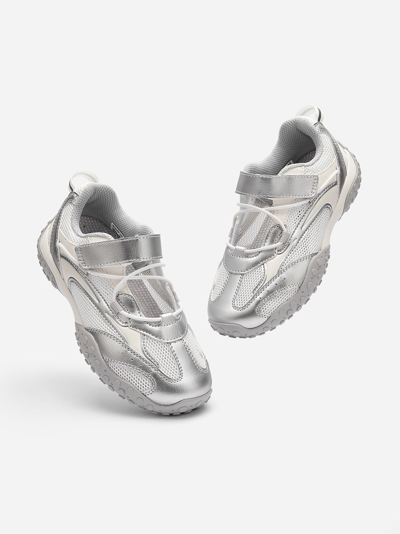 Balabala Girls Metallic Mary Jane Sneakers Ash Silver