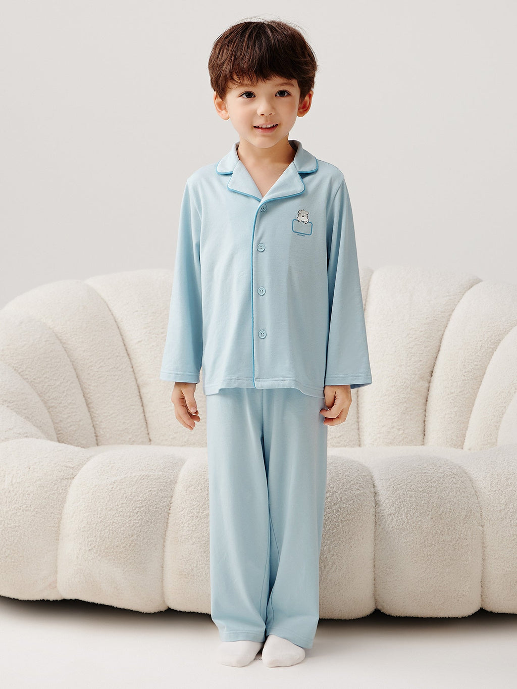 Balabala Pajama Set Light Blue, Light Pink, Light Gray