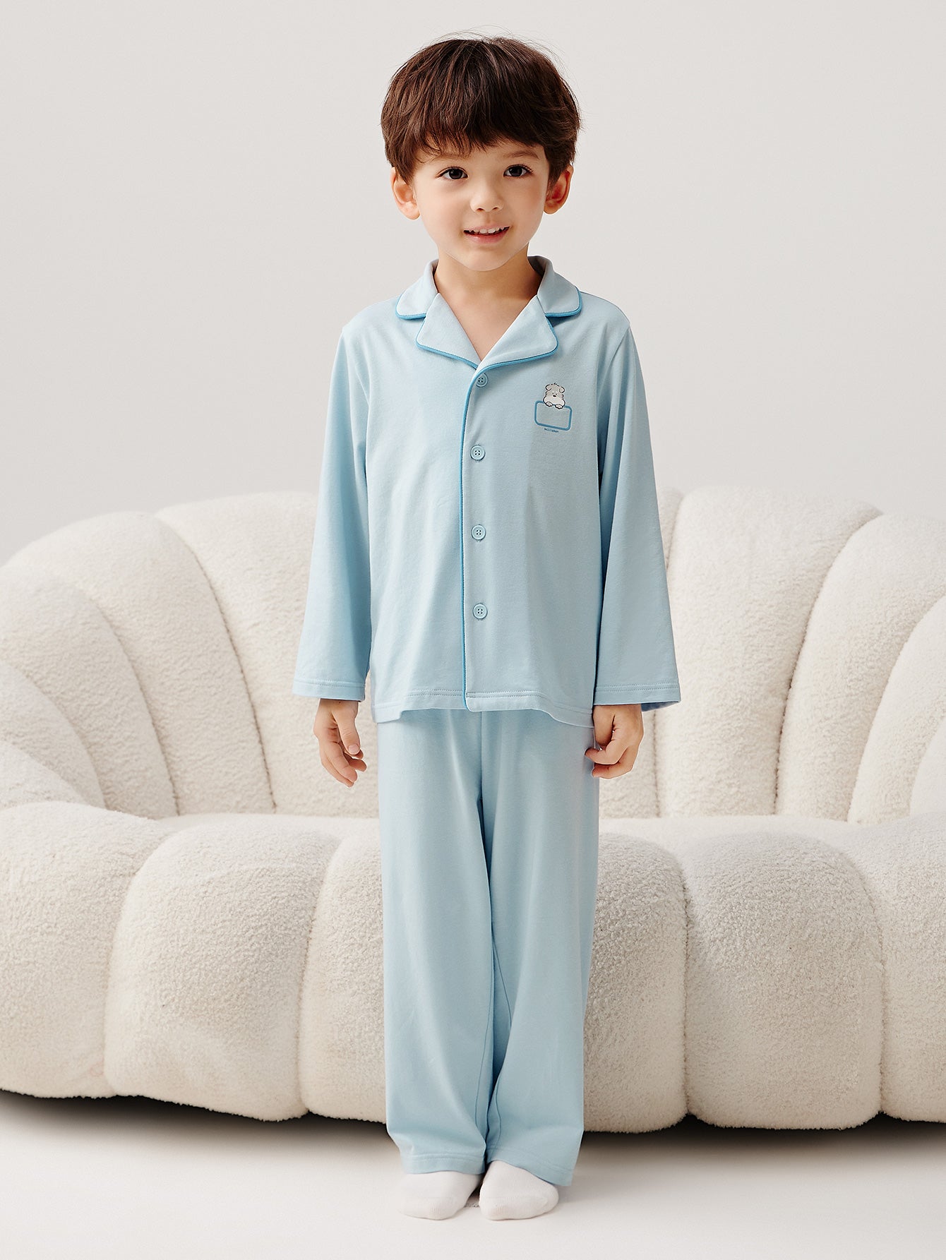 Balabala Pajama Set Light Blue, Light Pink, Light Gray