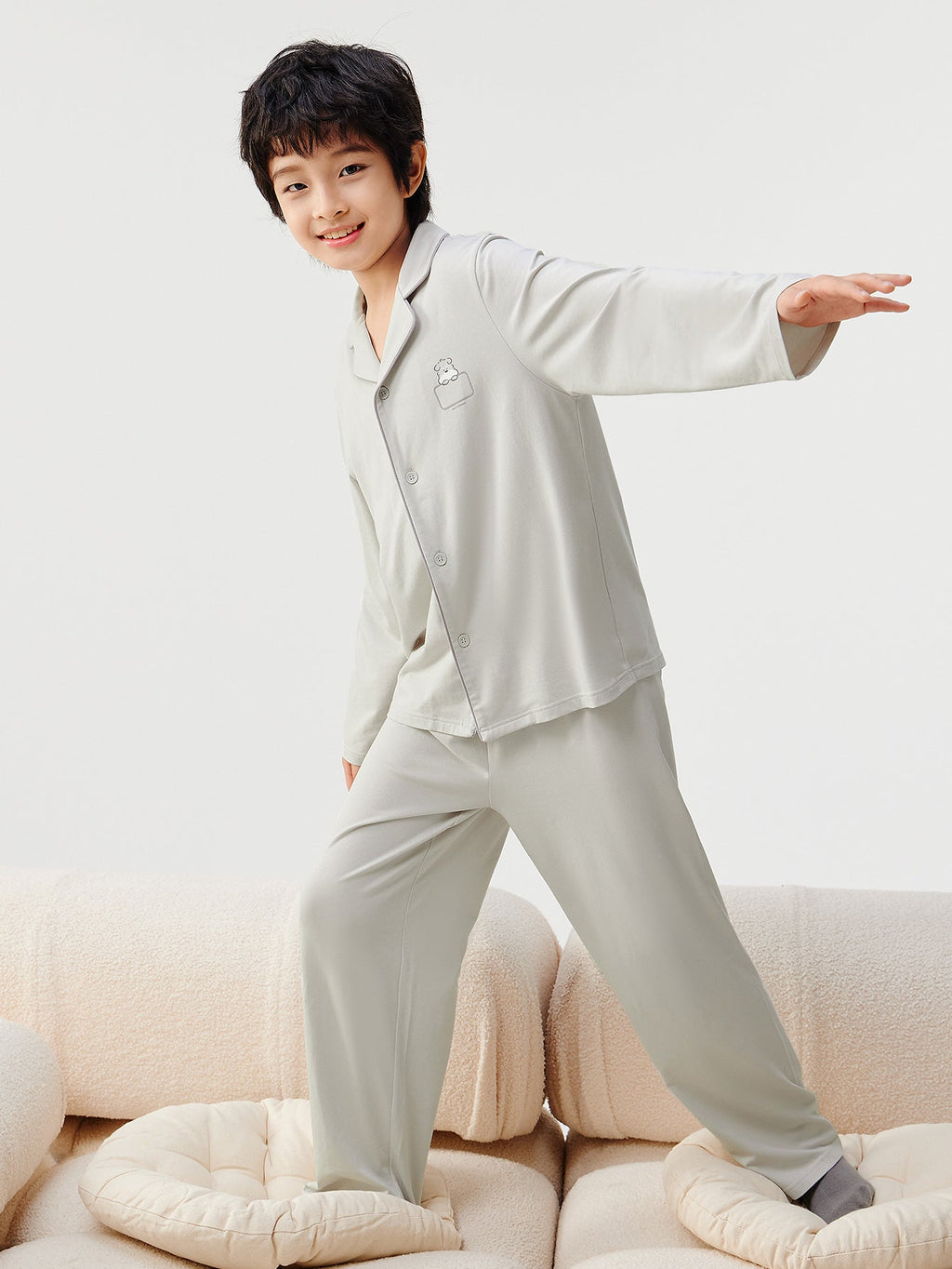 Balabala Pajama Set Light Blue, Light Pink, Light Gray