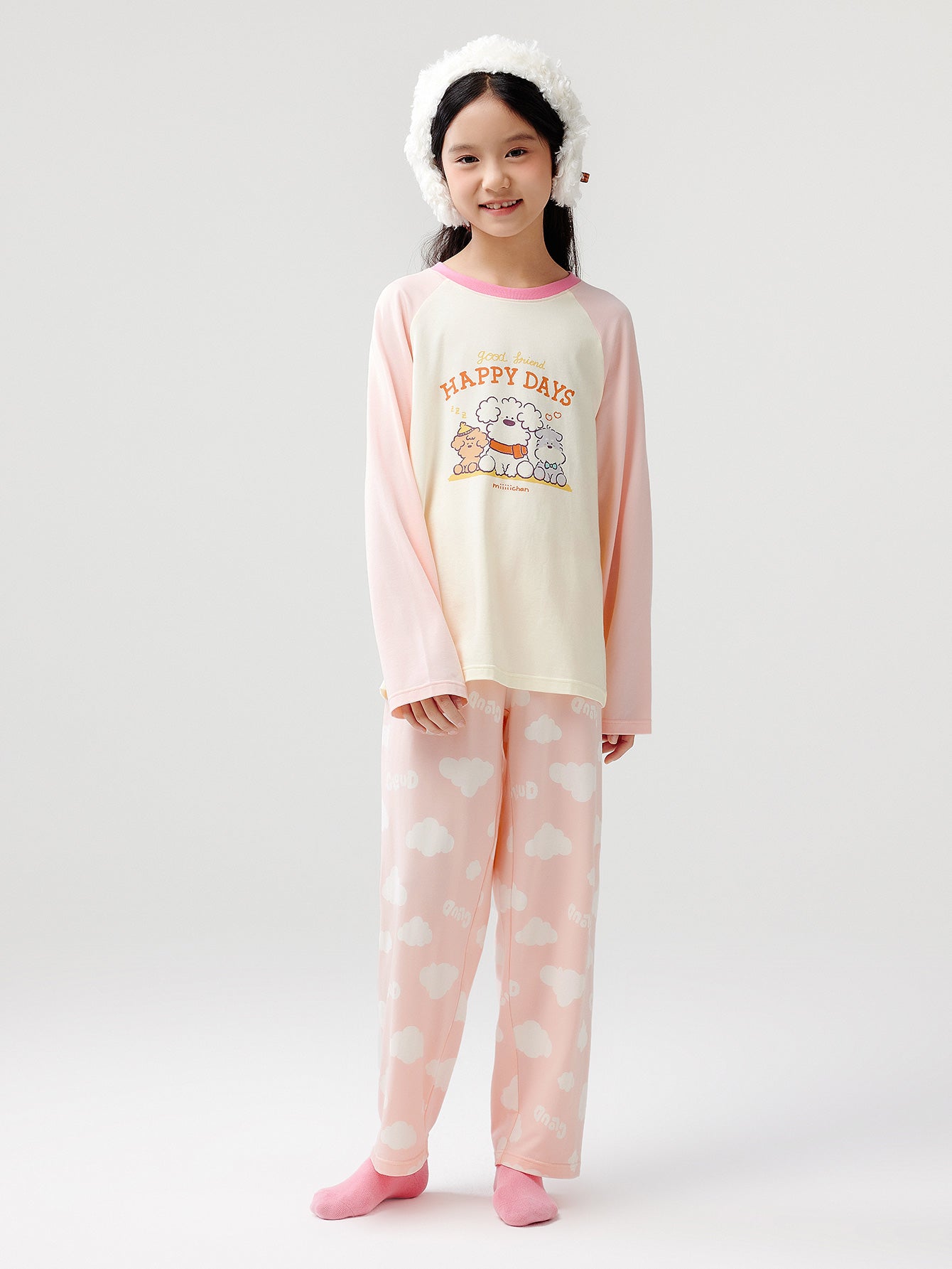 Balabala Pajama Set Pink And Cream, Light Blue And Cream, Beig...