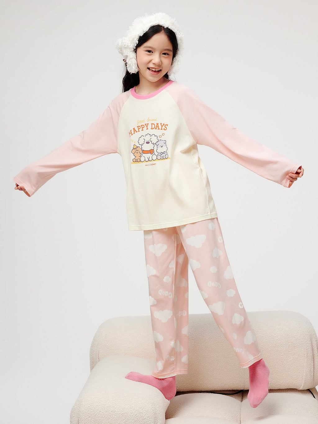 Balabala Pajama Set Pink And Cream, Light Blue And Cream, Beig...