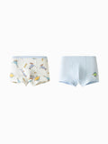 Balabala Boys Dinosaur Print Boxer Brief Underwear 2 Pack Blue White