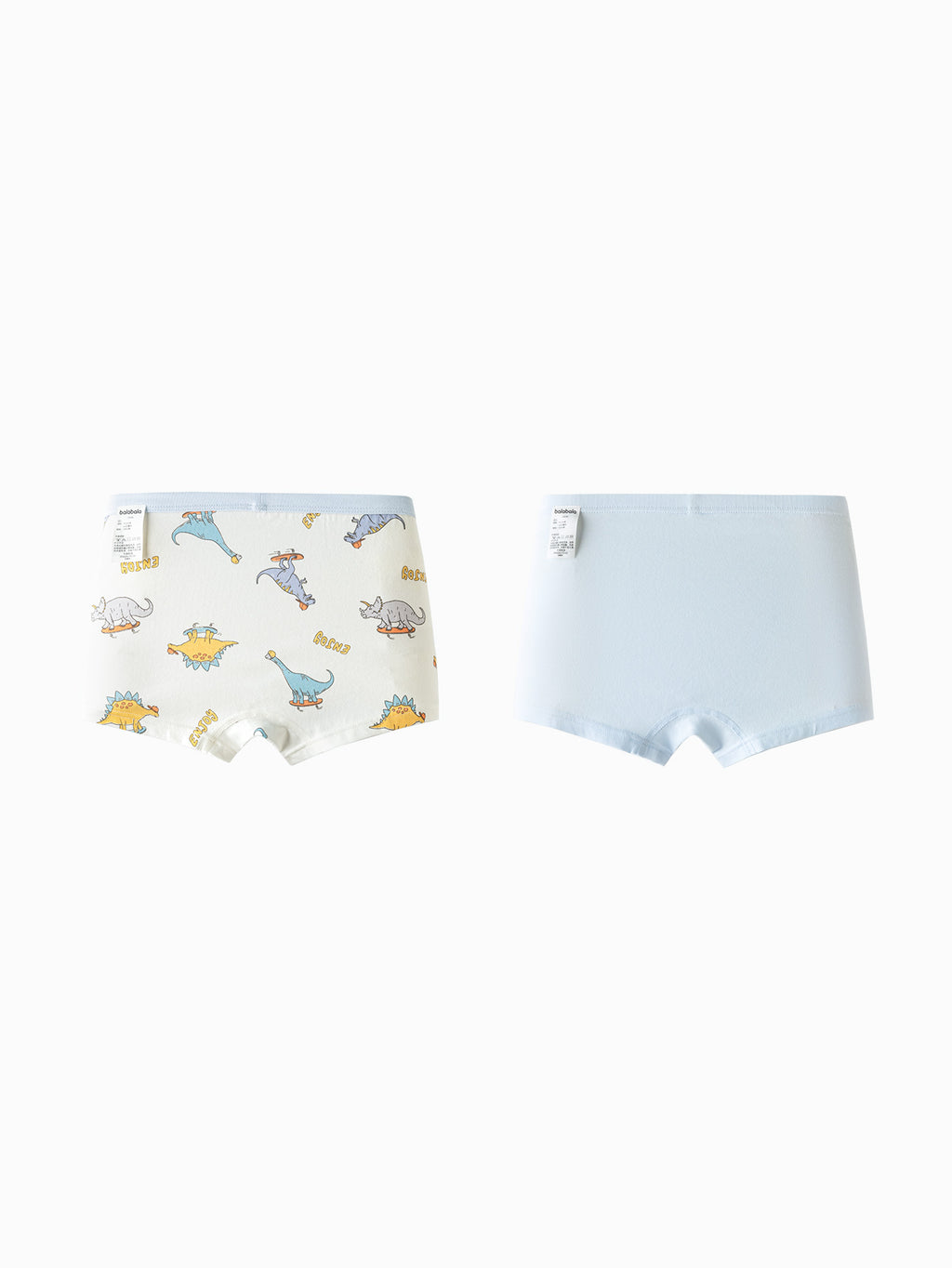 Balabala Boys Dinosaur Print Boxer Brief Underwear 2 Pack Blue White