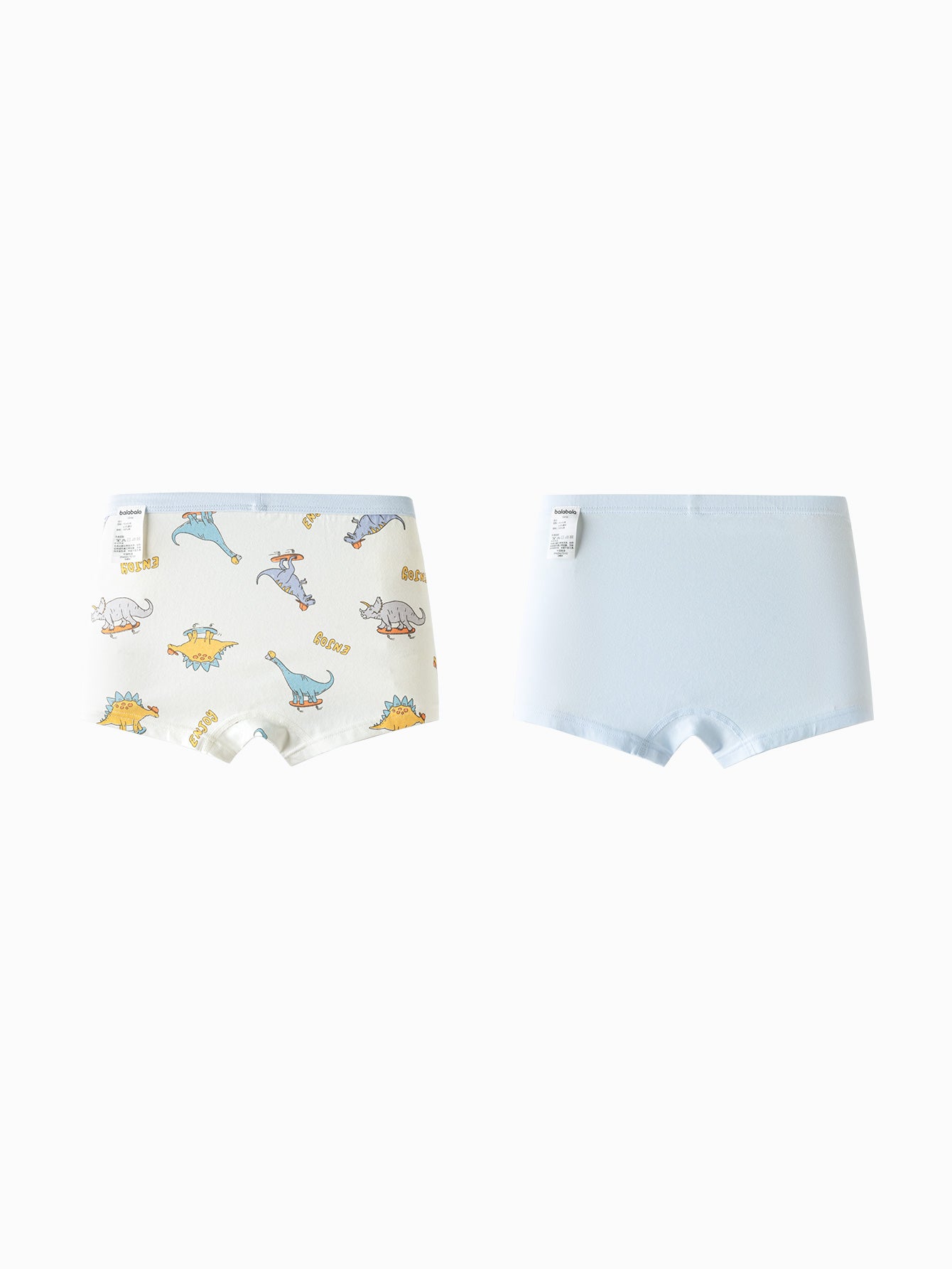Balabala Boys Dinosaur Print Boxer Brief Underwear 2 Pack Blue White