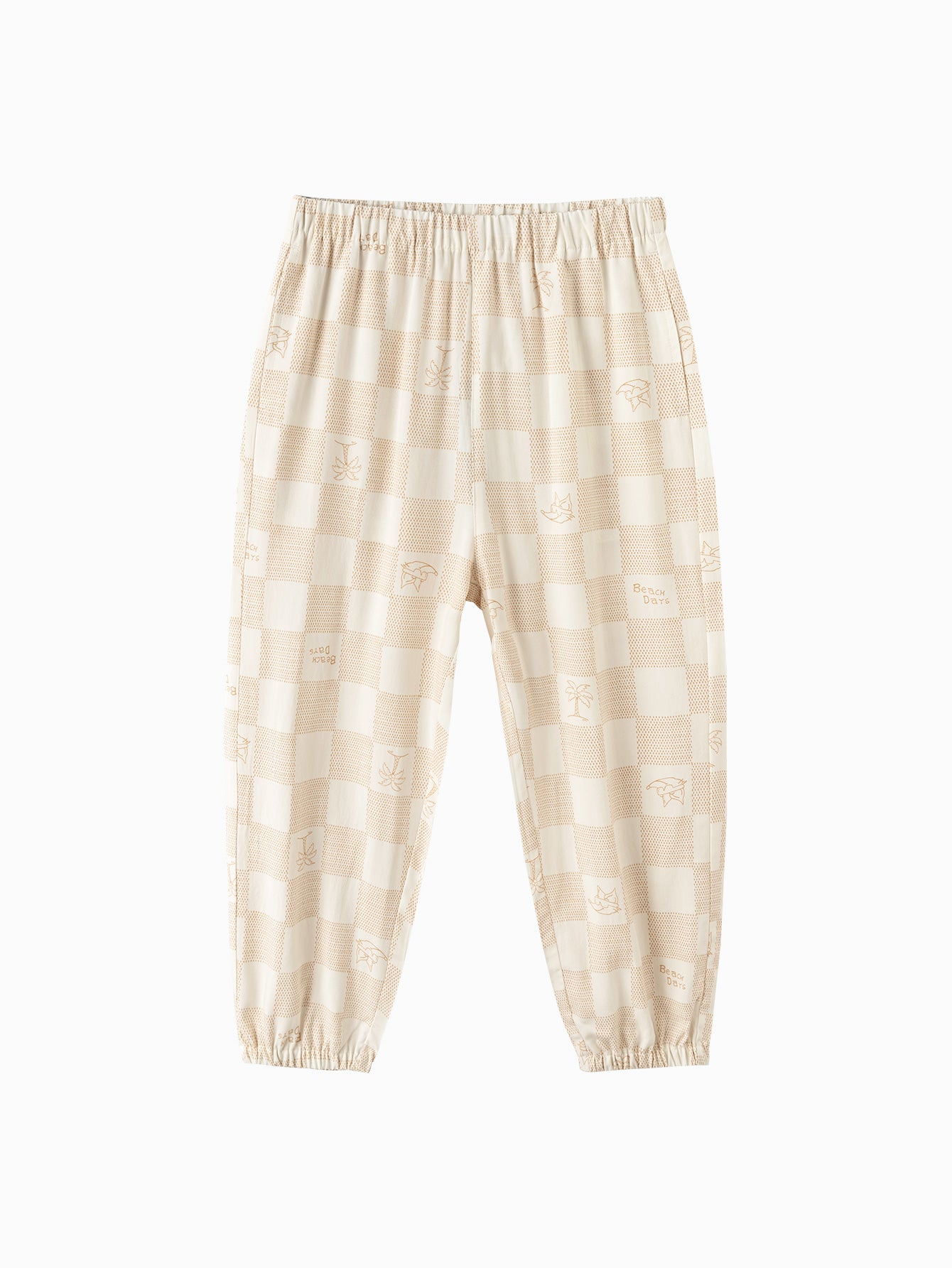 Balabala Checker Print Jogger Pants Coffee White,Red Yellow,Pink