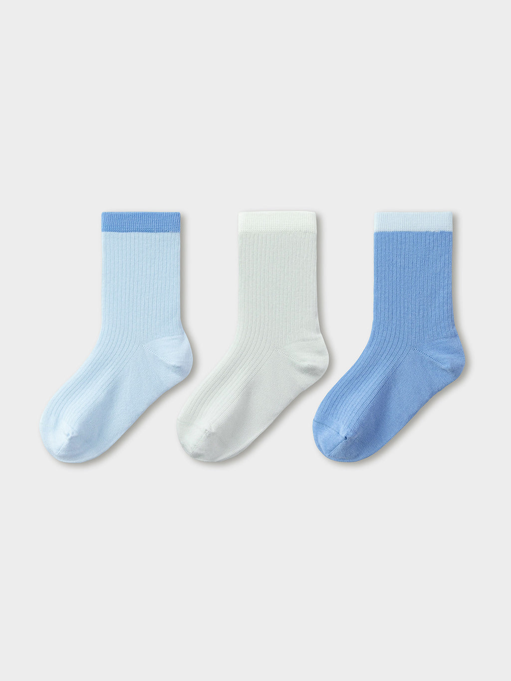 Balabala Ribbed Crew Socks 3 Pack Blue White