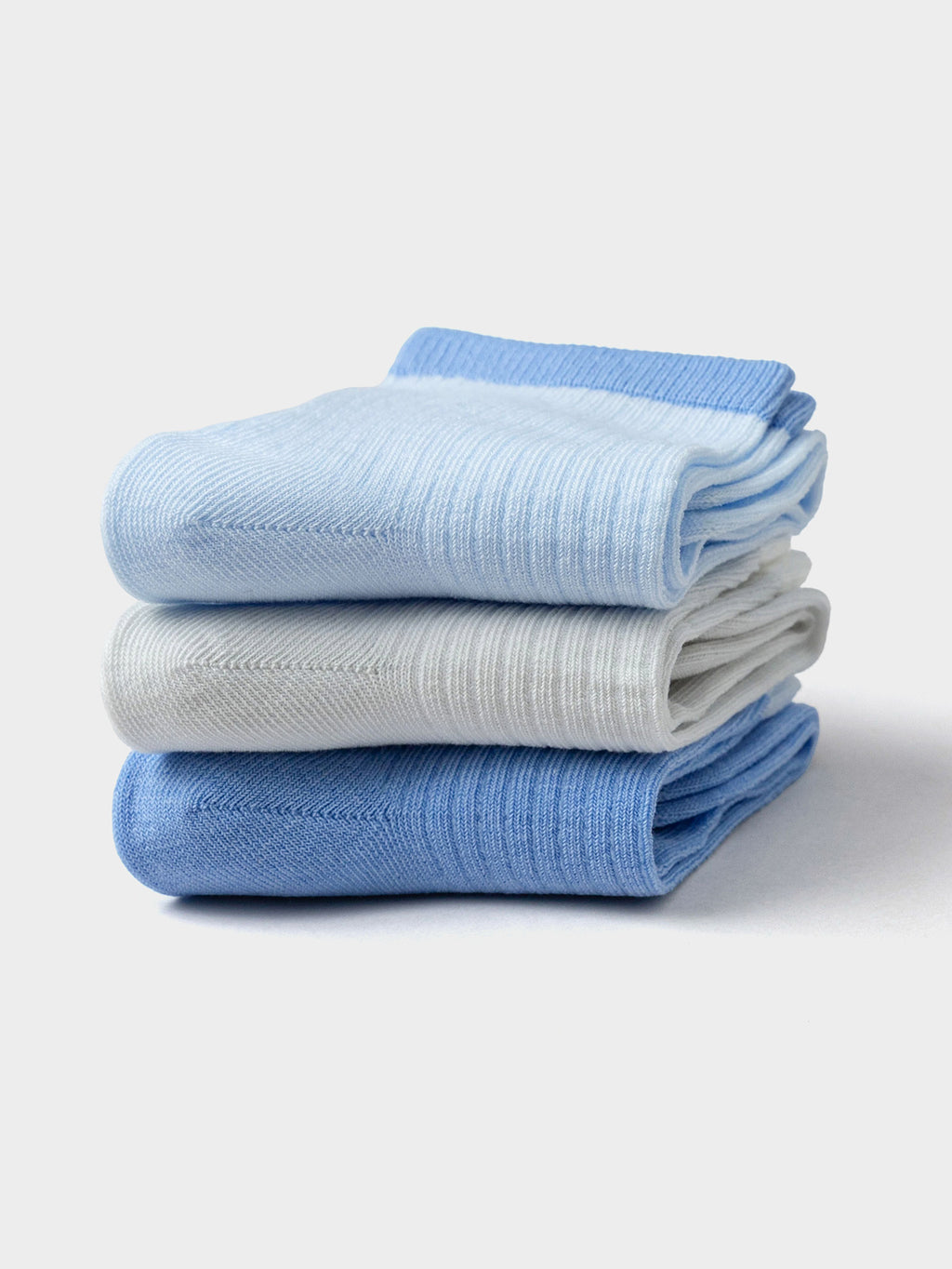 Balabala Ribbed Crew Socks 3 Pack Blue White