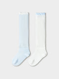 Balabala Knee High Socks 2 Pack Blue White