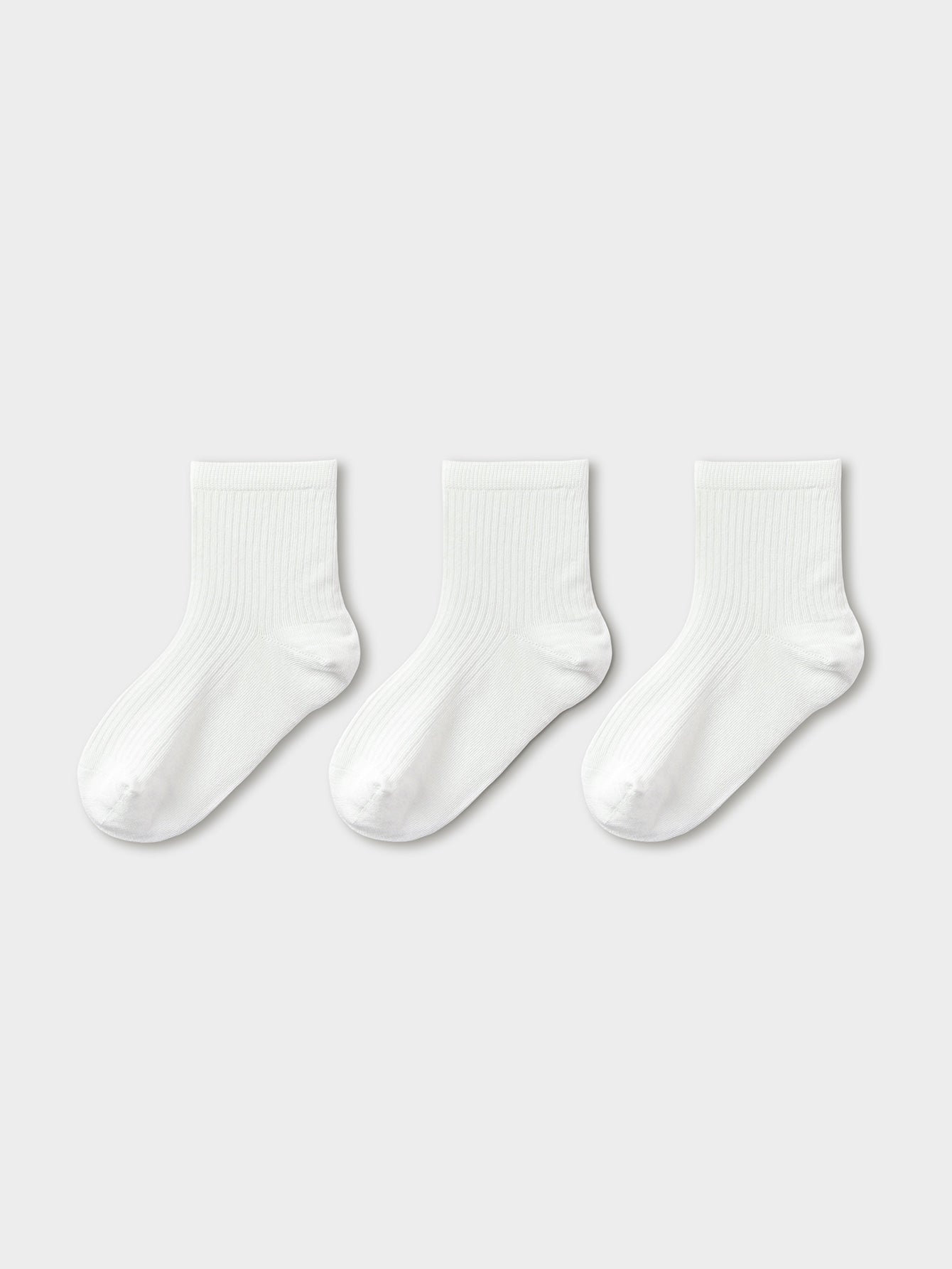 Balabala Ribbed Crew Socks 3 Pack White