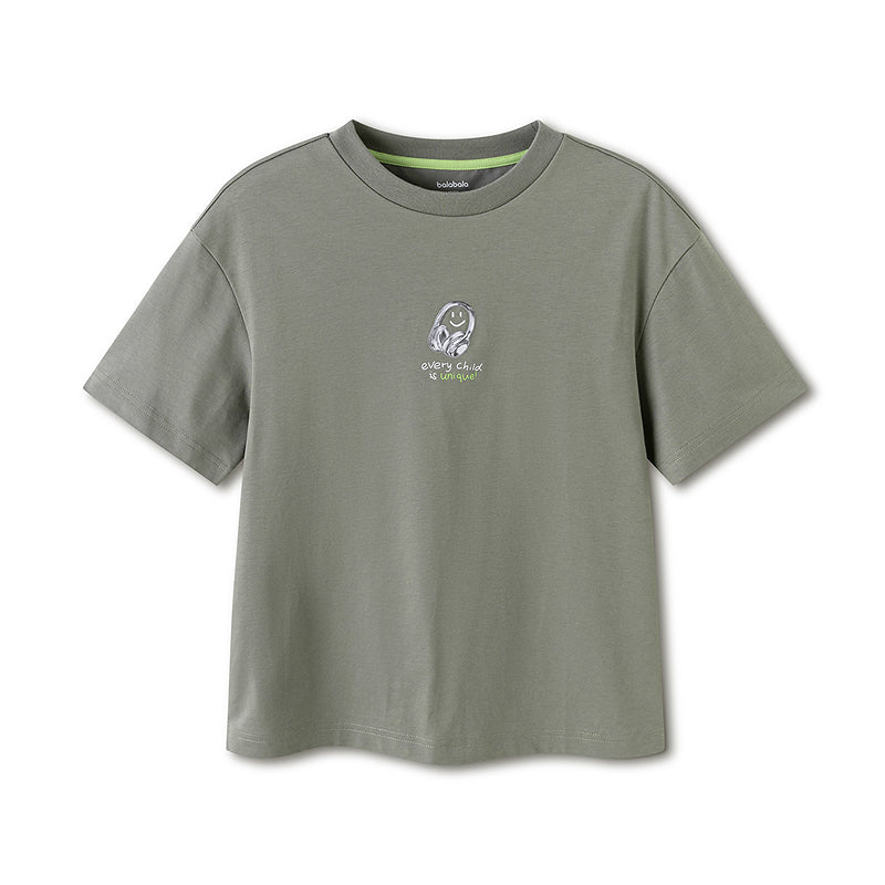 Balabala Kids Boy Round V-Neck Short-Sleeved T-Shirt